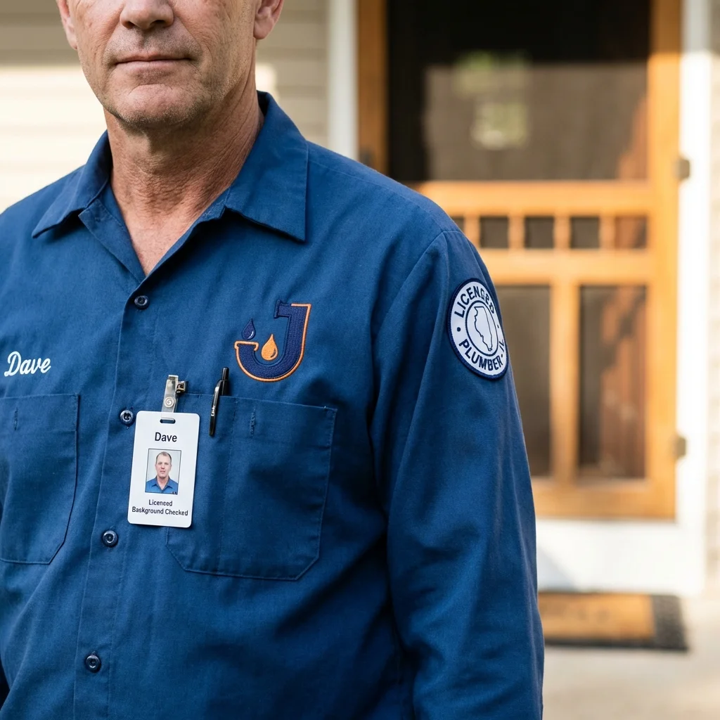 Licensed plumber showing ID badge in Manchester, NY